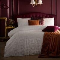 Laurence Llewelyn-Bowen Duvet Cover Set, 100% Recycled Polyester, Double 200x200cm, Cream, Geometric Jacquard, 2 Pillowcases