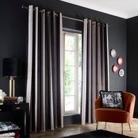 Laurence Llewelyn-Bowen Eyelet Curtains, Living Room, 229 x 183 cm, Black, 100% Recycled Polyester, Blackout, Thermal Insulated, Velvet, Striped