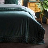 Laurence Llewelyn-Bowen Siena Velvet Bedspread, Bottle Green, 100% Recycled Polyester, 150 x 220 cm, Quilted Border, Plain Style