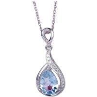 Lovii Women's Elegant Teardrop Blue Crystal Pendant Necklace in Light Blue | Size: Standard