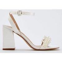 Raid Be Mine Jayna Pearl Embellished Heeled Sandals - Ivory Satin
