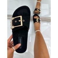 Crystal Chunky Buckle Sliders