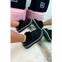Crystal Trim Snugg Platform Strap Slippers