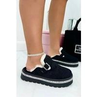 Crystal Trim Buckle Slip On Clogs