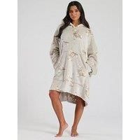 Loungeable Cable Knit Socks With Sherpa Lining - Dark Oatmeal Marl