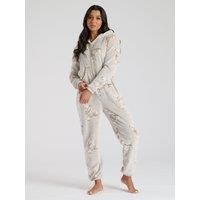 Ladies/Womens/Girls Fleece All In One Pyjamas Outfit Costume Hood Size 6-22