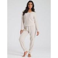 Loungeable Brushed Rib Henley Top - Oatmeal
