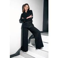 Metallic Tweed Wide Leg Trouser