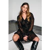 Metallic Jacquard Knee Length Dress