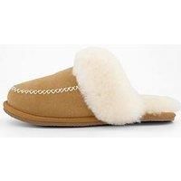 Loungeable Tan Sheepskin Whipstitch Mule Slippers - Tan