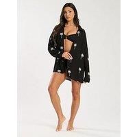 South Beach Embroidered Long Sleeve Shirt - Black