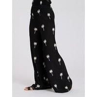 South Beach Embroidered Beach Pant - Black