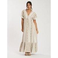South Beach Jacquard V Neck Maxi Dress