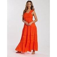 South Beach Palm Broderie Tie Back Maxi Dress
