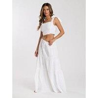 South Beach Broderie Midi Skirt - White