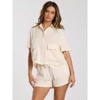 South Beach Linen Blend Tie Waist Utility Pocket Short