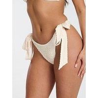 South Beach Sequin Crochet Bow Tie Brief - Cream