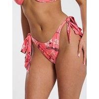 South Beach Printed Shiny Bow Side Brief - Orange