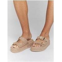 South Beach Double Buckle Platform Wedges - Gold Sand