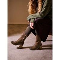 Crepe Block Heel Ankle Boot