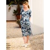 Celtic & Co Women's Linen / Cotton V Neck Midi Dress in Navy | Size: 10