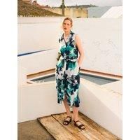 Sleeveless Tie Front Midi Shirt Dress