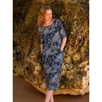 Celtic & Co Women's Linen / Cotton Button Back Dress in Blue | Size: 12