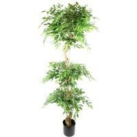180cm Green Artificial Ficus Tree Triple Ball Topiary, 1984 Leaves