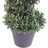 90cm (3ft) Tall Artificial Boxwood Tower Tree Topiary Spiral Metal Top