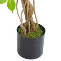 110cm Green Artificial Wisteria Tree in Copper Metal Planter, Natural Wood