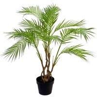 90cm Artificial Areca Palm Plant Twisted Detail Trunk with Gold Metal Planter