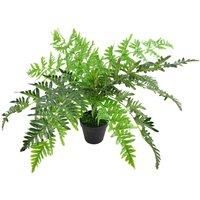 60cm Hanging Copper Planter with Artificial Evergreen Fern Plant