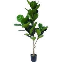 Leaf Design UK Artificial Plant Fiddle Fig Tree Plant Black Plastic Pot