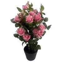 60cm  Rose Bush Premium Pink Silk Flowers and Leaves