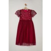 Miss Girl's Cluster Sequin Waterfall Dress in Dark Pink | Size: 7-8 Years