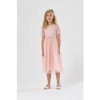 Miss Girl's Cluster Sequin Waterfall Dress in Light Pink | Size: 8-9 Years