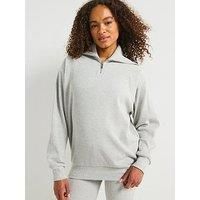 Gym King Womens Rib High Neck Funnel - Grey