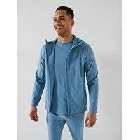 Gym King Hex Reflective Linear Logo Full Zip Lightweight Tracksuit Hood Top Blue