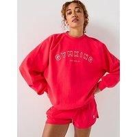 Gym King Womens Shadow Oversized Crew - Red