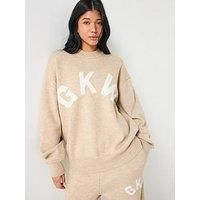 Gym King Womens Restore Knit Crew Neck Jumper- Beige