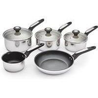Morphy Richards 5 Piece Pan Set Stainless Steel Saucepan, Frying Pan 859505