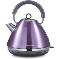 Morphy Richards Accents Pyramid Kettle, 1.5L, 3KW Rapid Boil, 360 Base, Removable Limescale Filter, Easy View Window, Ring Pull, Purple, 102050