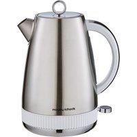 Morphy Richards Mexborough 1.7L Kettle, Stainless Steel, 3K Rapid Boil, 360 Base, Anti-Lime Scale Filter, Boil Dry Protection, Illuminated On/Off Switch, Water Window, Ring Pull, White Trim, 102903