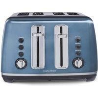 Morphy Richards Accents Toaster 4 Slice Toaster, Variable Browning, Wide Slots, High Lift, Illuminated Buttons, Removable Crumb Tray, Cancel, Reheat, Defrost, Integrated Cord Storage, Blue, 242049