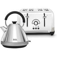 Morphy Richards Venture Retro Kettle and Toaster Set, 1.5L Rapid Boil Venture Pyramid Kettle, 4 Slice Venture Toaster, Matching Set, 3Kw/1900W, Polished Stainless Steel & Nickel, 100333/240333
