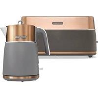 Morphy Richards Signature Opulent Kettle and Toaster Set, 1.5L Fast Boil Matte Finish Signature Kettle, 2 Slot Variable Browning Toaster, Matching Set, 3KW/1750W, Copper, 100742/245742