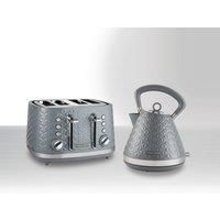 Morphy Richards Vector Kettle and Toaster Set, 1.5l Vector Rapid Boil Pyramid Kettle, 4 Slice Vector Toaster, Matching Set, Grey, 108135/248135