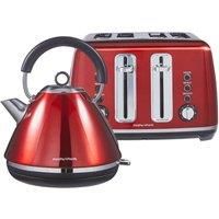 Morphy Richards 1.5L Kettle & 4 Slice Toaster Set Accents Metallic Red