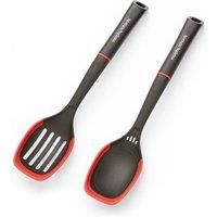 Morphy Richards Solid and Slotted Spoon Set, Heat Resistant Nylon & Silicone Cooking Utensils | Non-Stick | Built-in Measuring Spoon, Herb Stripper & Drainage | Dishwasher Safe Kitchen Tools, 869000