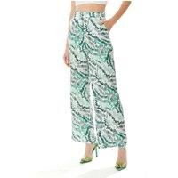 Abstract Print Trousers in White